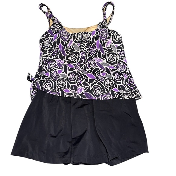 Vintage Maxine of Hollywood Purple Floral Swim Beach Vacation Dress - Picture 3 of 11